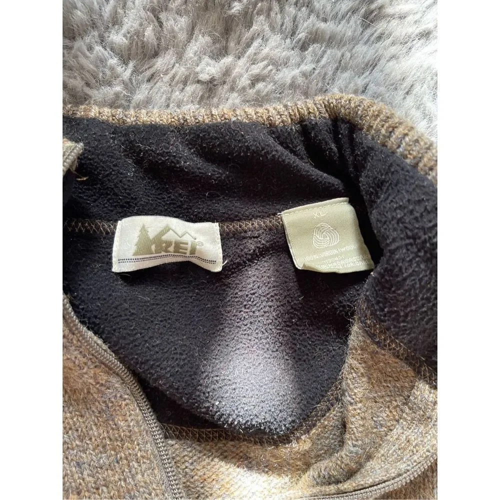 Rei vintage virgin wool quarter zip sweater size xlarge‎